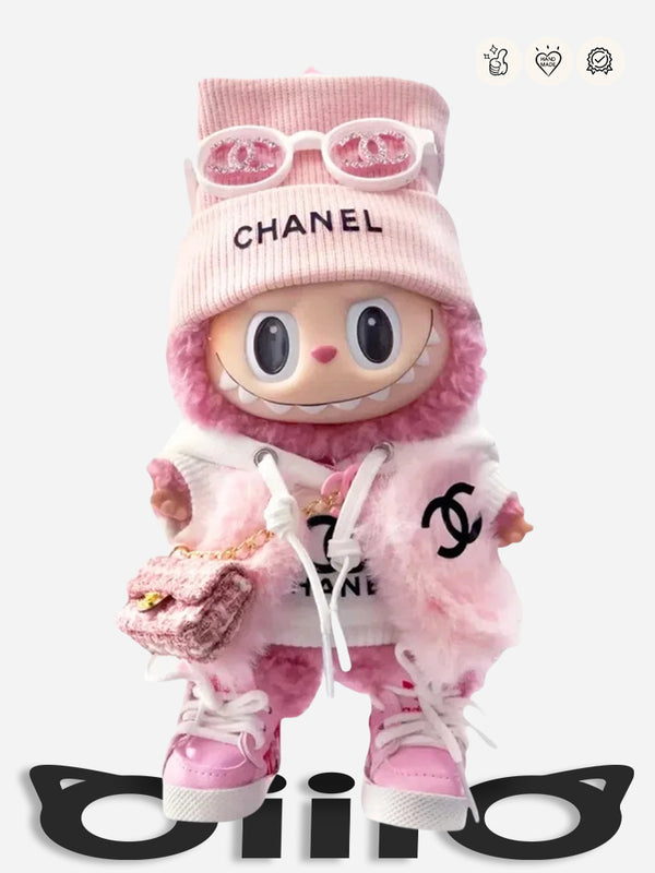 LABUBU Clothes Chan*l Pink Vest Sweatshirt Outift